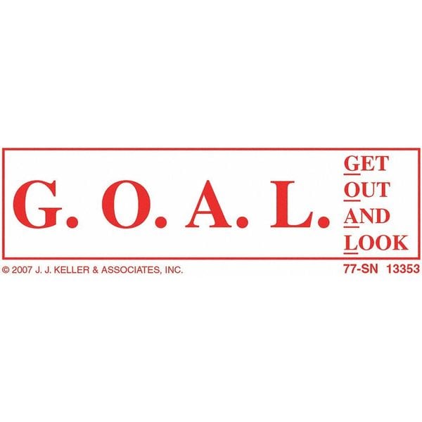 Jj Keller Get Out And Look (G.O.A.L.) Sign, Clear - 13353