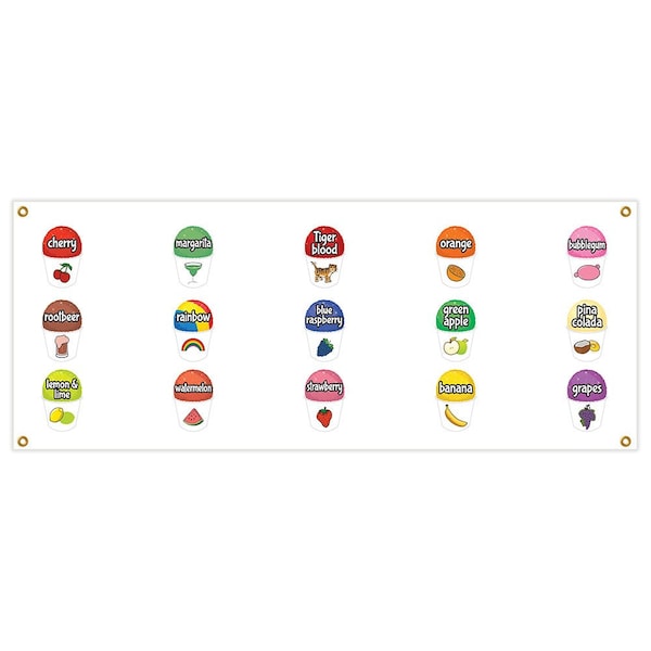 Signmission 15 Flavors Snow Cone, 18 Inch x 48 Inch, Banner - B-15 FLAVORS SNOW CONE