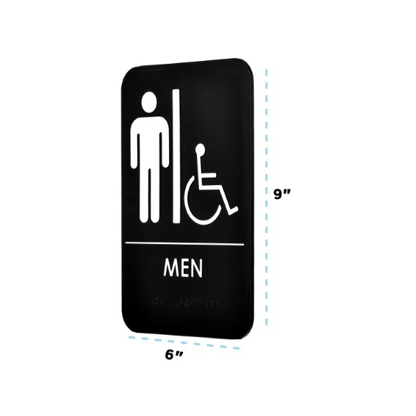 Alpine Industries Mens Braille Handicapped Restroom Sign, Black/White, ADA Compliant, 6x9, PK15 - ALPSGN-2-10PK