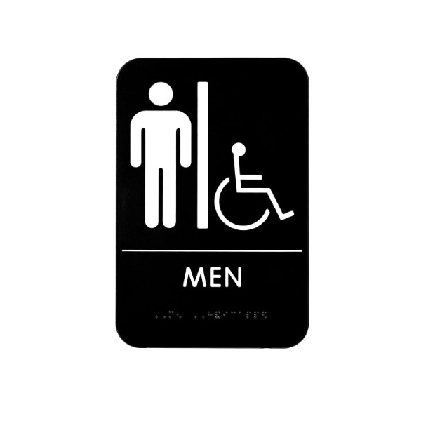 Alpine Industries Mens Braille Handicapped Restroom Sign, Black/White, ADA Compliant, 6x9, PK15 - ALPSGN-2-10PK