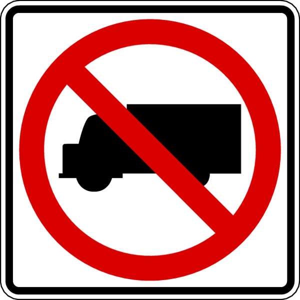Lyle No Trucks Traffic Sign, 24 in H, 24 in W, Aluminum, Square, No Text, R5-2-24HA - R5-2-24HA