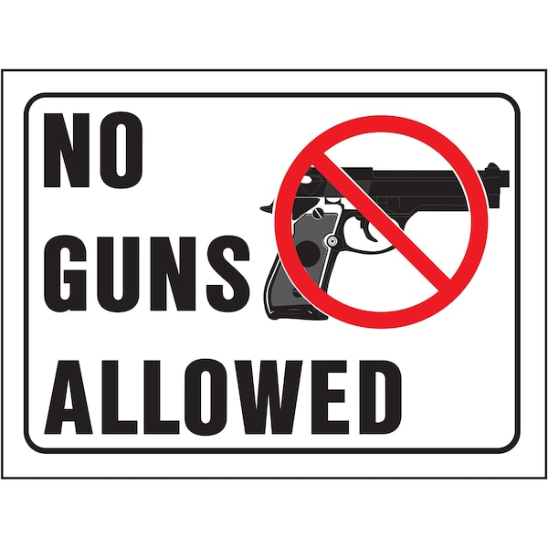 Hy-Ko No Guns Allowed Sign 8.5" x 12", 10PK - A20691