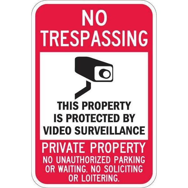 Lyle No Trespassing This Property Protected by Video, 18 in x 12 in, Aluminum, T1-1084-EG_12x18 - T1-1084-EG_12X18