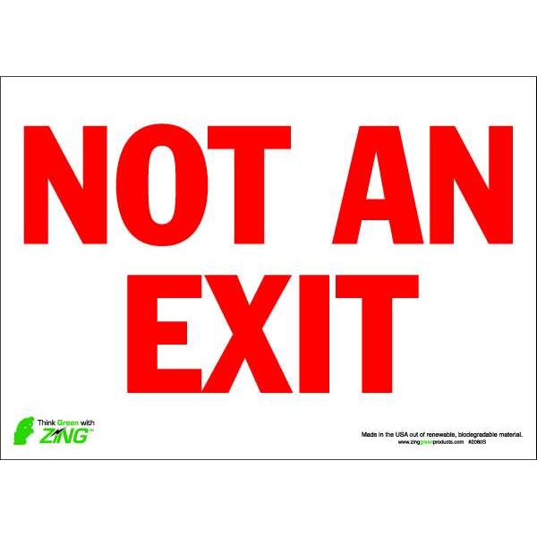 Zing Exit Sign, Polyester, 14" W, 10" H, Not An Exit, White - 2080S
