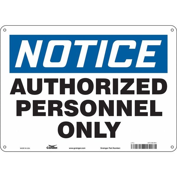 Condor Safety Sign, 10 in Height, 14 in Width, Polyethylene, Horizontal Rectangle, English, 472U05 - 472U05