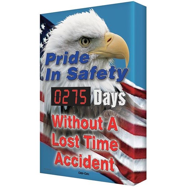 Accuform Electronic Safety Scoreboard, Pride In Safety __ Days Without a Lost-Time Accident, 28 in H x - SCK109