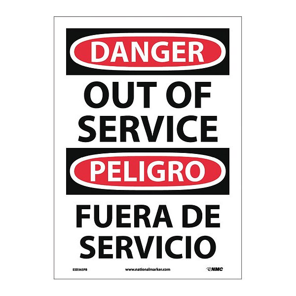 Nmc Danger Out Of Service Sign - Bilingual, ESD365PB - ESD365PB
