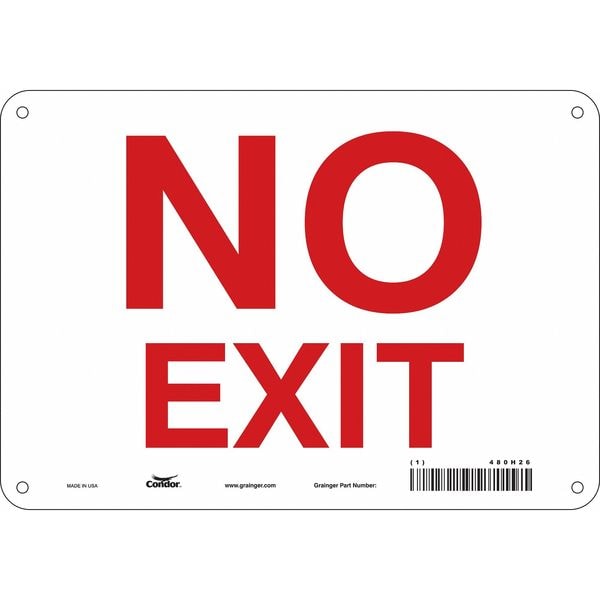 Condor Exit Sign, Aluminum, 10" W, 7" H, No Exit, White - 480H26