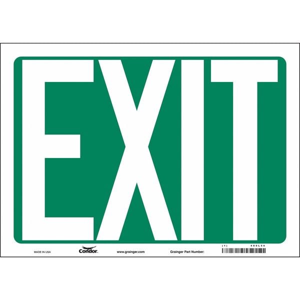 Condor Exit Sign, Vinyl, 14" W, 10" H, EXIT, Green, White - 480L56