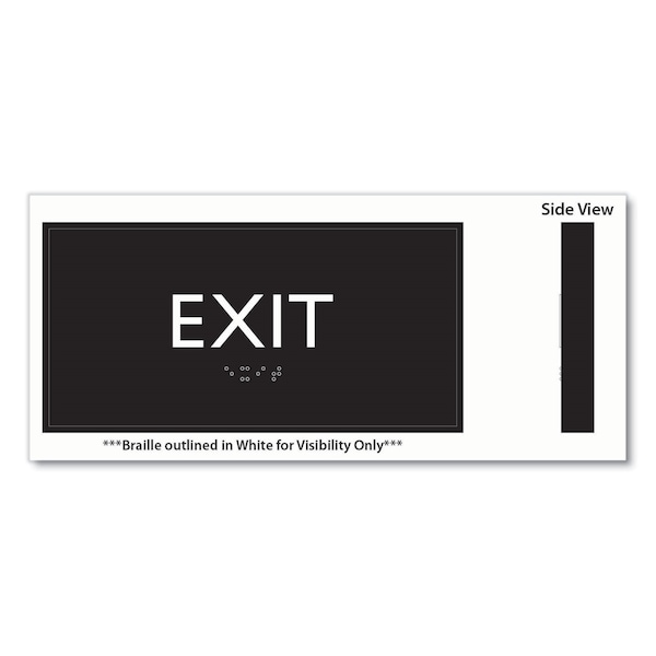 Headline Sign ADA Sign, Exit, Plastic, 4 x 4, Clear/White - 69922