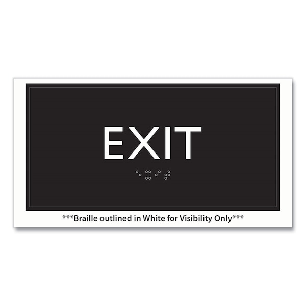 Headline Sign ADA Sign, Exit, Plastic, 4 x 4, Clear/White - 69922