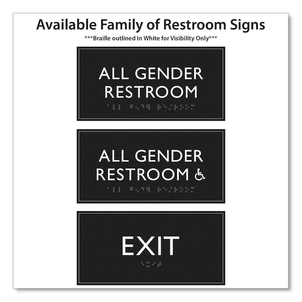 Headline Sign ADA Sign, Exit, Plastic, 4 x 4, Clear/White - 69922