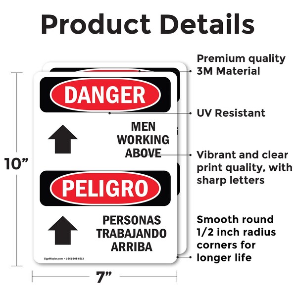 Signmission Safety Culture Sign, 7 in Width, Vinyl Decal, Rectangle, Bilingual - OS-2PACK-DS-D-710-VS-1448