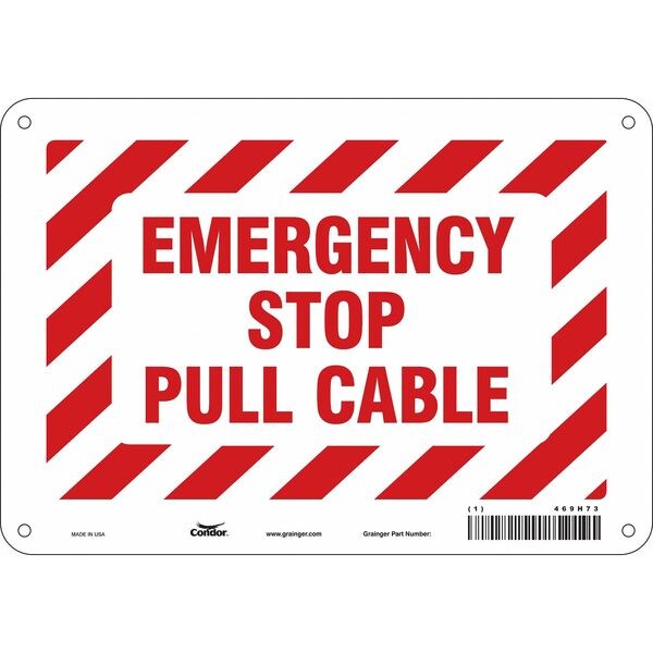 Condor EMERGENCY STOP PULL CABLE, 10 in W x 7 in H, Vertical Rectangle, Polyethylene, 469H73 - 469H73