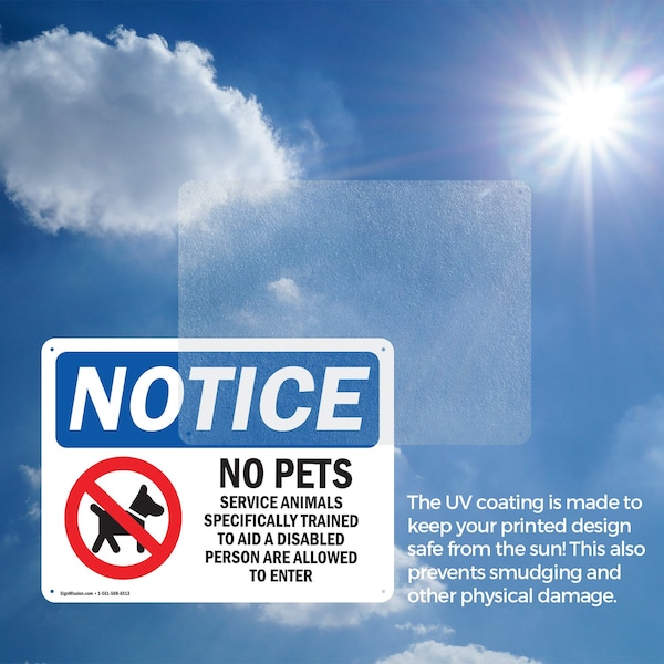 Signmission No Pets Service Animals Allowed, 14 in W x Rectangle, Plastic - OS-2PACK-NS-P-1014-L-16172