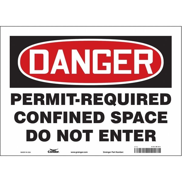 Condor Safety Sign, 10 in Height, 14 in Width, Vinyl, Horizontal Rectangle, English, 465M89 - 465M89