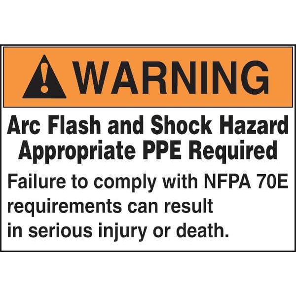 Accuform Warning Label, Arc Flash, 3-1/2x5 in, Adhesive Paper, 100/RL, LRLE308 - LRLE308
