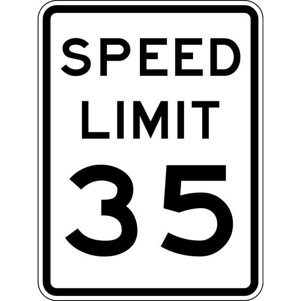 Lyle Speed Limit 35 Traffic Sign, 24 in H, 18 in W, Aluminum, Vertical Rectangle, R2-1-35-18HA - R2-1-35-18HA