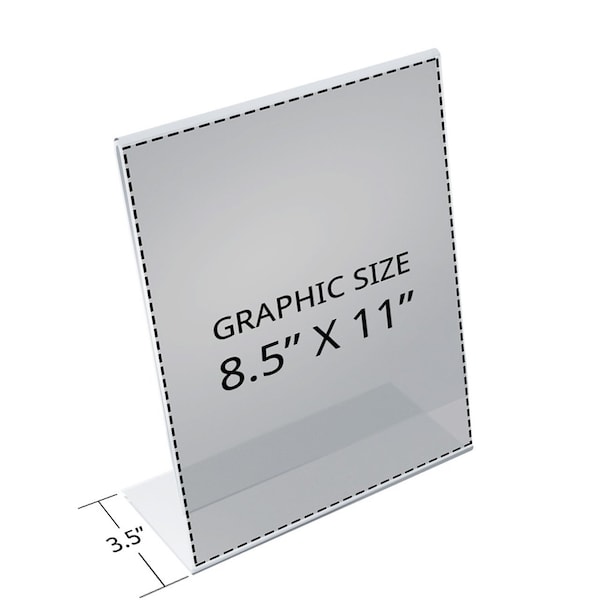 Azar Displays Angled L-Shaped Sign Holder Frame, 8.5"x 11'' Portrait, 10-Pack - 112714