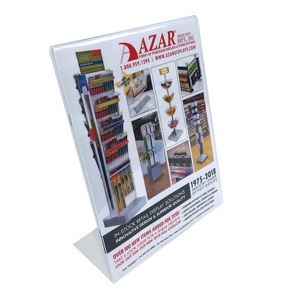 Azar Displays Angled L-Shaped Sign Holder Frame, 8.5"x 11'' Portrait, 10-Pack - 112714
