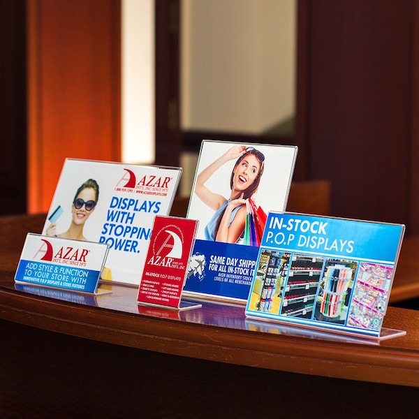 Azar Displays Angled L-Shaped Sign Holder Frame, 8.5"x 11'' Portrait, 10-Pack - 112714