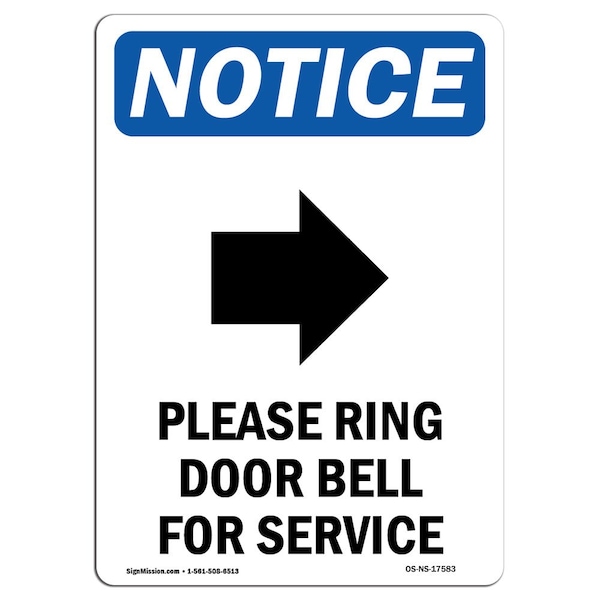 Signmission OSHA Notice, 5" Height, Please Ring Door Bell Sign With Symbol, 5" X 3.5", Portrait - OS-NS-D-35-V-17583