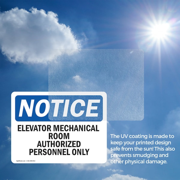 Signmission Elevator Mechanical Room Authorized Personnel Only OSHA Notice Sign, Vinyl Decal, 5in x 3.5in, 2PK - OS-2PACK-NS-D-35-L-11733