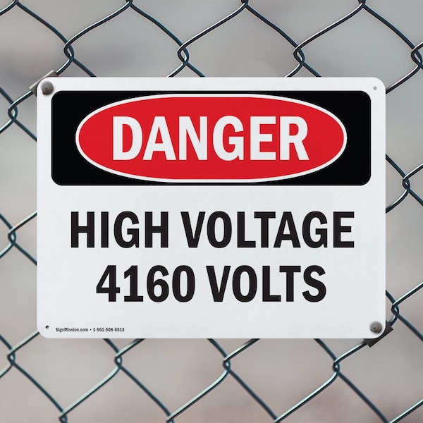 Signmission High Voltage 4160 Volts Danger Sign, Plastic, 10in W x 7in L, 2PK - OS-2PACK-DS-P-710-L-1957
