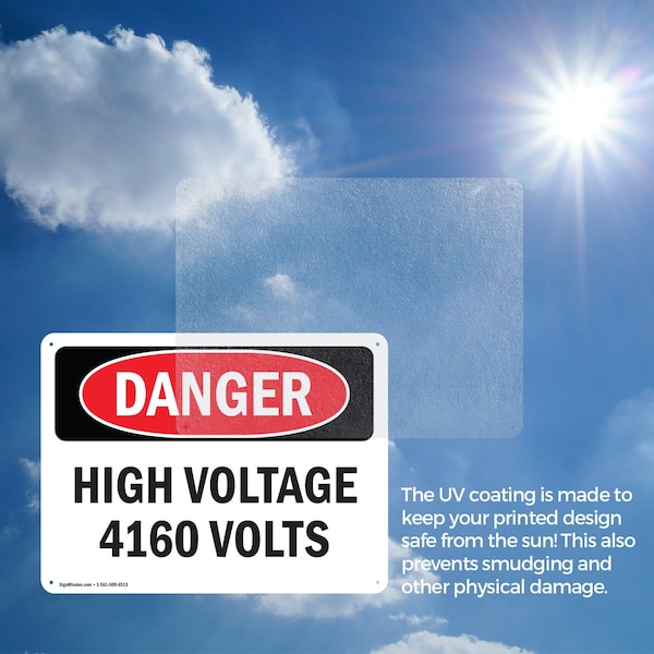 Signmission High Voltage 4160 Volts Danger Sign, Plastic, 10in W x 7in L, 2PK - OS-2PACK-DS-P-710-L-1957