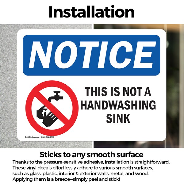 Signmission This Is Not A Handwashing Sink Sign With Symbol, 5 in W x Rectangle, Vinyl Decal - OS-2PACK-NS-D-35-L-18631