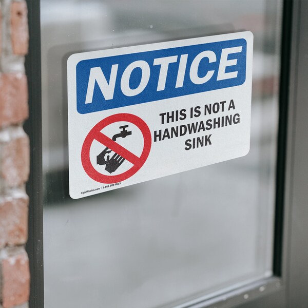Signmission This Is Not A Handwashing Sink Sign With Symbol, 5 in W x Rectangle, Vinyl Decal - OS-2PACK-NS-D-35-L-18631
