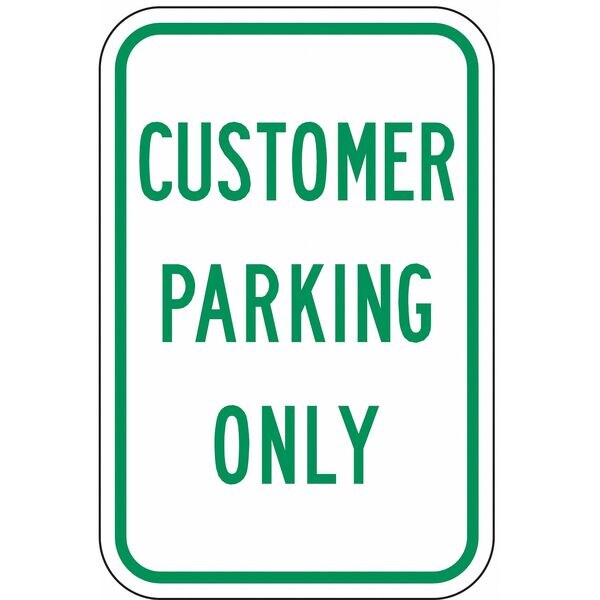Lyle Customer Parking Sign, 12" W, 18" H, English, Aluminum, White - RP-116-12HA