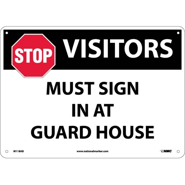 Nmc Stop Visitors Must Sign In At Guard House Sign, M118AB - M118AB