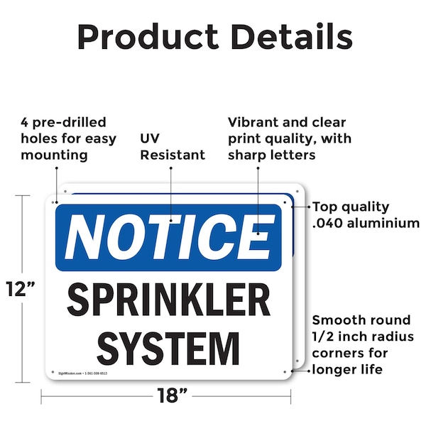 Signmission Sprinkler System, 18 in W x Rectangle, Aluminum - OS-2PACK-NS-A-1218-L-18414