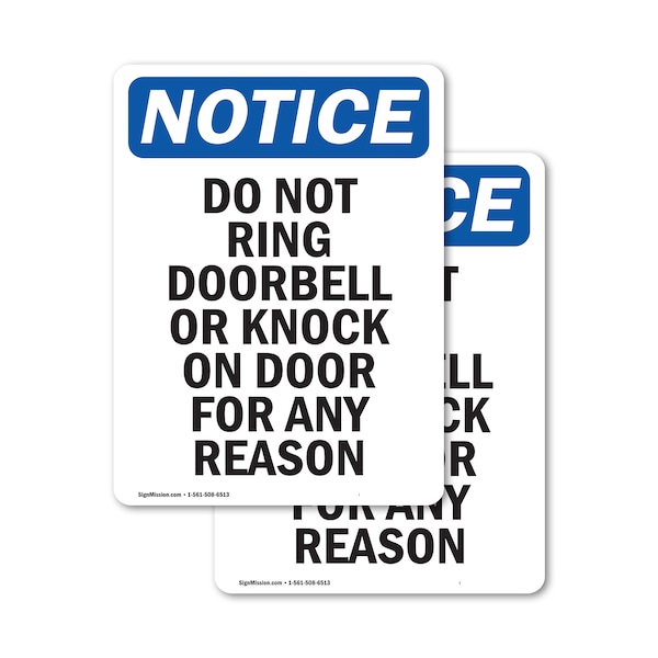 Signmission Do Not Ring Doorbell Or Knock OSHA Notice Sign, Vinyl Decal, 3.5in W x 5in L, 2PK - OS-2PACK-NS-D-35-V-11356