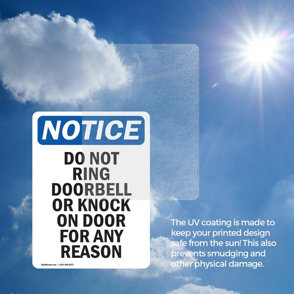 Signmission Do Not Ring Doorbell Or Knock OSHA Notice Sign, Vinyl Decal, 3.5in W x 5in L, 2PK - OS-2PACK-NS-D-35-V-11356