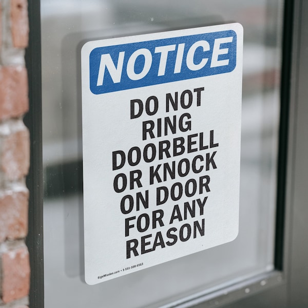 Signmission Do Not Ring Doorbell Or Knock OSHA Notice Sign, Vinyl Decal, 3.5in W x 5in L, 2PK - OS-2PACK-NS-D-35-V-11356