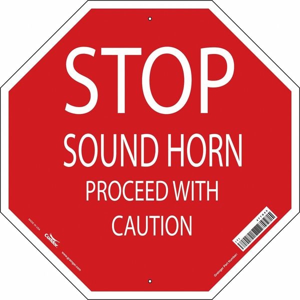 Condor No Header, Stop Sound Horn Proceed With Caution, 24" W x 24" H, Octagon, Vinyl - 477G60