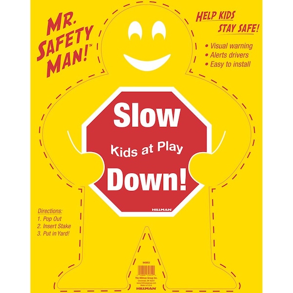 Hillman Slow Down! Kids At Play, 24 in W x 19 in H, Plastic - 840053