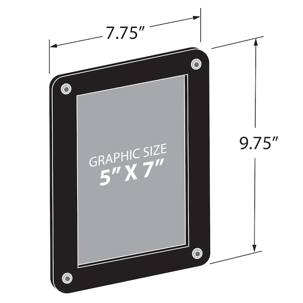 Azar Displays Black Window Sign Holder Frame with Suction Cups 5in x 7in, 2PK - 106692-BLK-2PK
