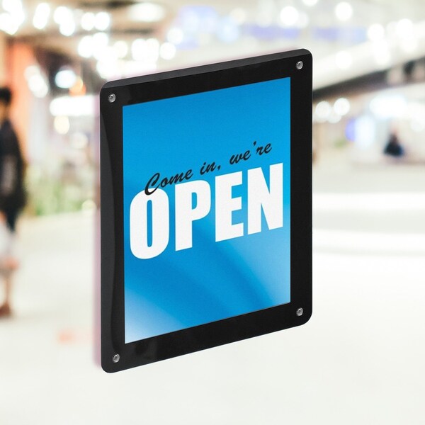 Azar Displays Black Window Sign Holder Frame with Suction Cups 5in x 7in, 2PK - 106692-BLK-2PK