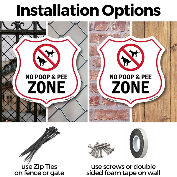 Signmission Dog Poop Shield Sign No Poop & Pee Zone, 6 inch X 6 inch, Plastic Sign, 2PK - SHI-P-2PACK-6-375