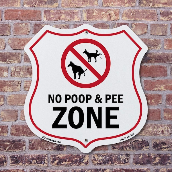 Signmission Dog Poop Shield Sign No Poop & Pee Zone, 6 inch X 6 inch, Plastic Sign, 2PK - SHI-P-2PACK-6-375