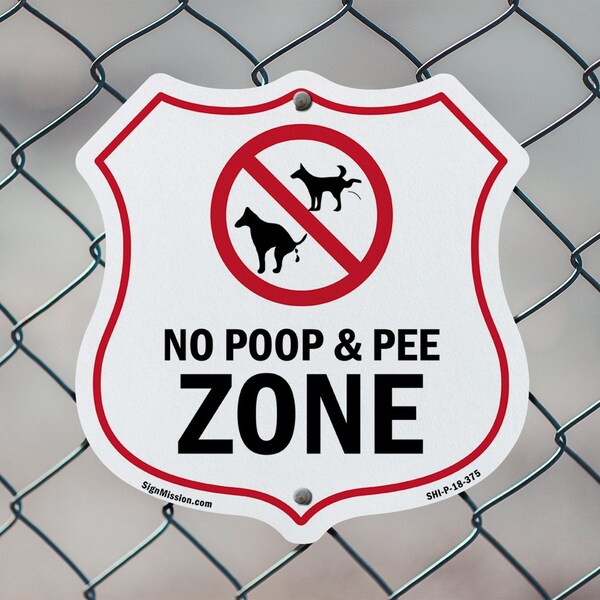 Signmission Dog Poop Shield Sign No Poop & Pee Zone, 6 inch X 6 inch, Plastic Sign, 2PK - SHI-P-2PACK-6-375