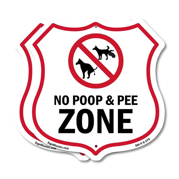 Signmission Dog Poop Shield Sign No Poop & Pee Zone, 6 inch X 6 inch, Plastic Sign, 2PK - SHI-P-2PACK-6-375