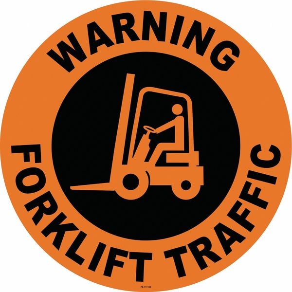 Stranco Anti-Slip Floor Sign, 17 in H, 17 in W, Vinyl, Circle, English, FS-17-106 - FS-17-106