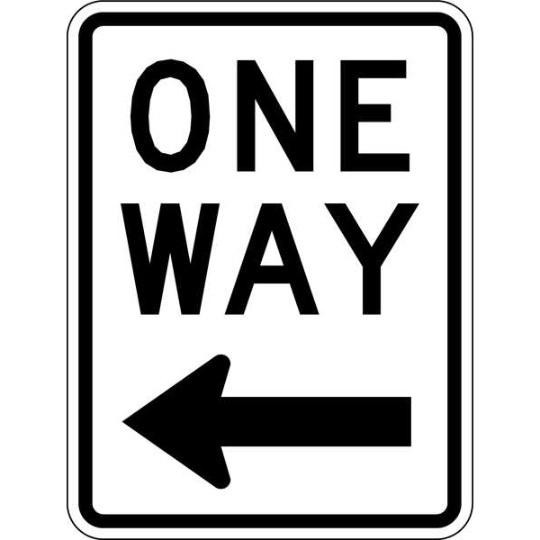 Lyle One Way Traffic Sign, 24 in H, 18 in W, Aluminum, Vertical Rectangle, English, R6-2L-18DA - R6-2L-18DA
