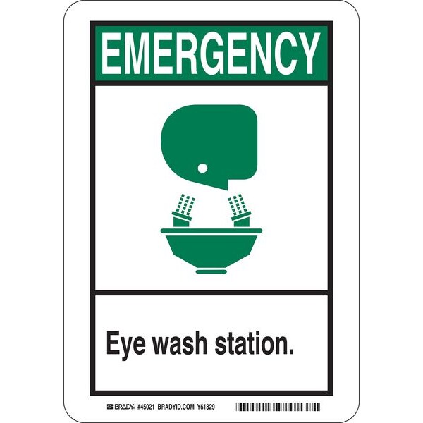 Brady Emergency Eye Wash Station., 10 in x 7 in, Rectangle, Plastic, 45089 - 45089
