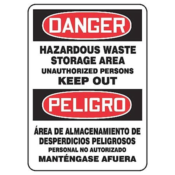 Accuform Spanish-Bilingual Danger Sign, 14 in H, 10 in W, Rectangle, English, Spanish, SBMCHG030VA - SBMCHG030VA