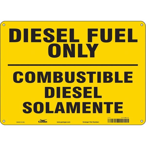 Condor Safety Sign, 10 in H, 14 in W, Polyethylene, Horizontal Rectangle, English, Spanish, 470M53 - 470M53
